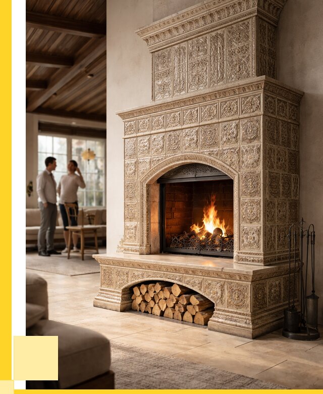 Купить изразцовый камин в Абакане от 255375 р. | ЭриданБкн