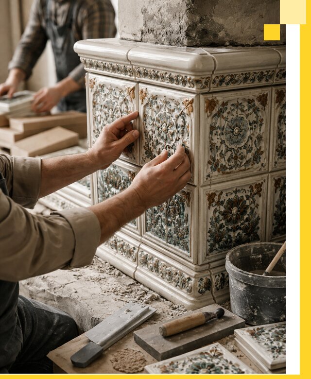 Изразцовые камины под ключ в Абакане: проект и монтаж