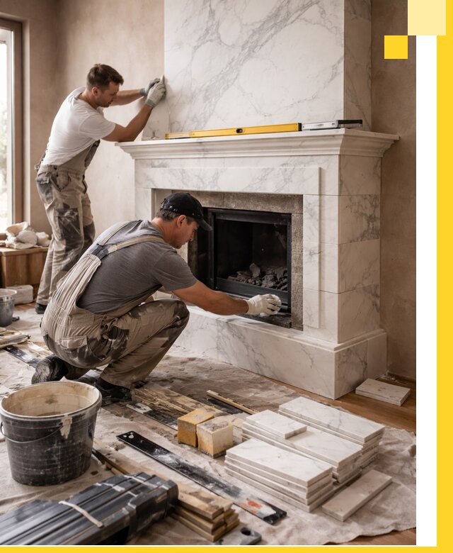 Отделка каминов в Абакане качественные облицовочные работы