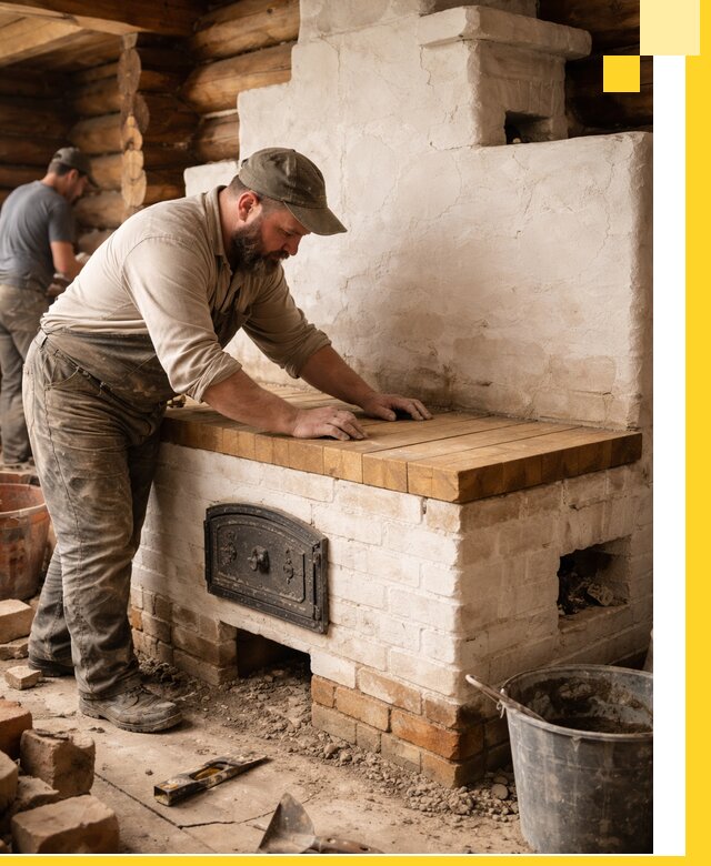 Проектирование и установка русской печи с лежанкой в Абакане