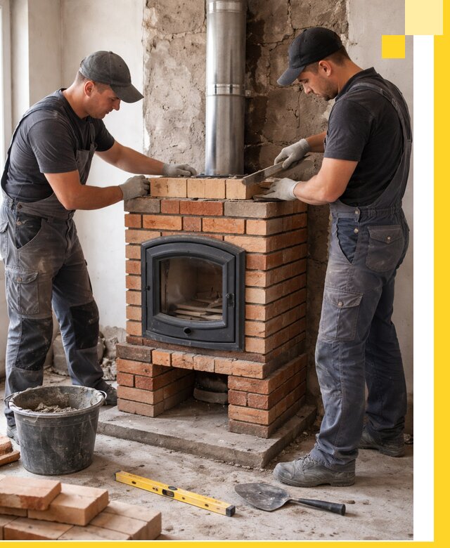 Монтаж печи камина под ключ в Абакане с гарантией и пусконаладкой