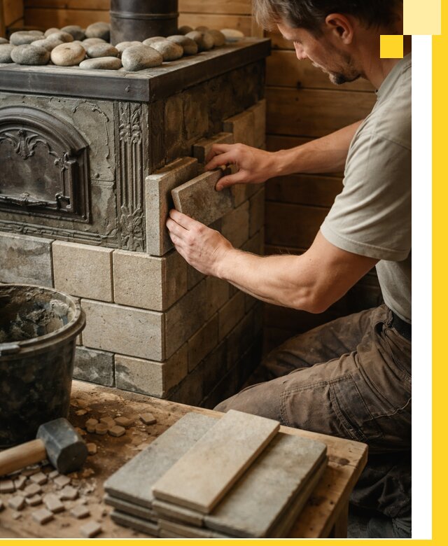 Облицовка банных печей в Абакане профессиональная отделка