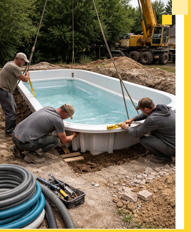 Установка и монтаж композитных бассейнов под ключ в Абакане