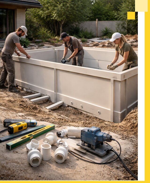 Установка полипропиленовых бассейнов под ключ в Абакане