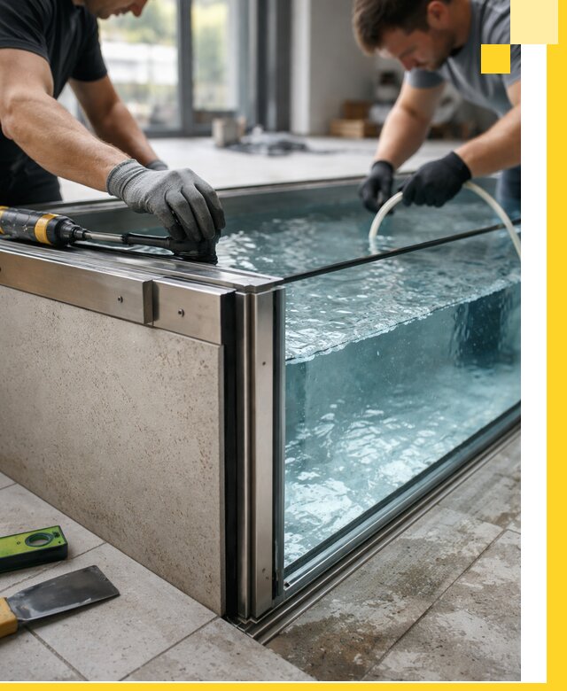 Проектирование и монтаж стеклянных бассейнов в Абакане