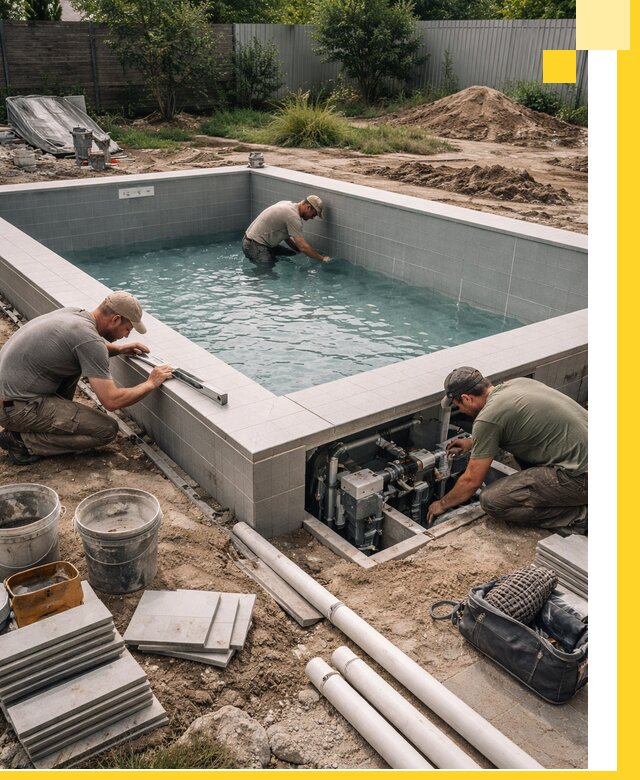 Строительство и монтаж бассейнов для дачи под ключ в Абакане