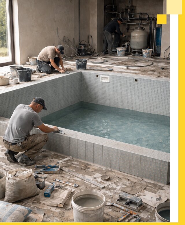 Строительство и монтаж бассейнов в помещении в Абакане