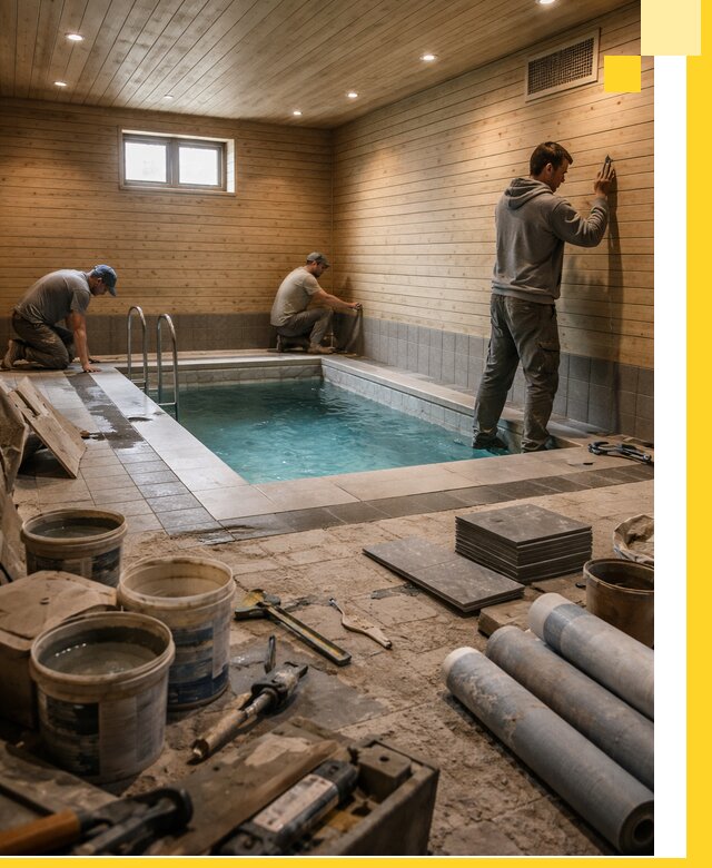 Строительство бани с бассейном и сауной под ключ в Абакане