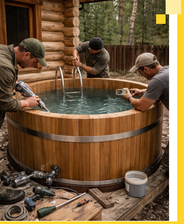 Строительство бань с купелью под ключ и отделкой в Абакане