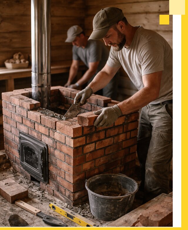 Кирпичные печи для бани под ключ в Абакане, проект и монтаж