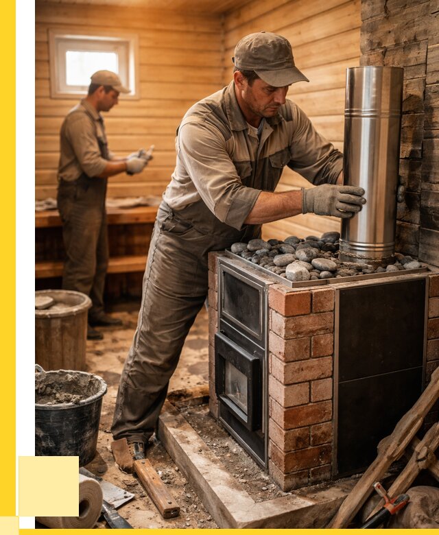 Монтаж печи в бане под ключ в Абакане от 20430 р. | ЭриданБкн