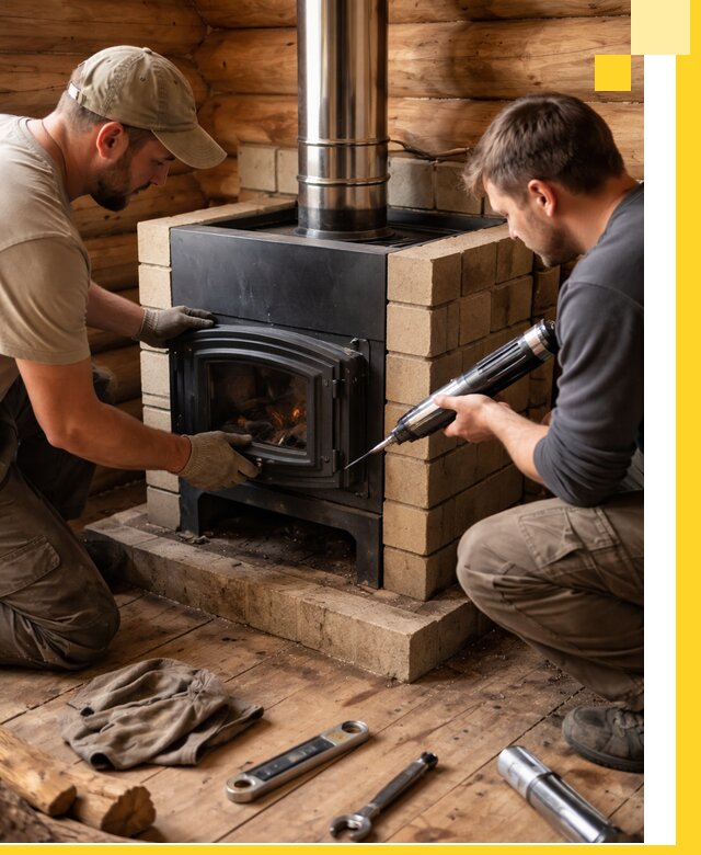 Монтаж и установка печи в бане под ключ с гарантией в Абакане