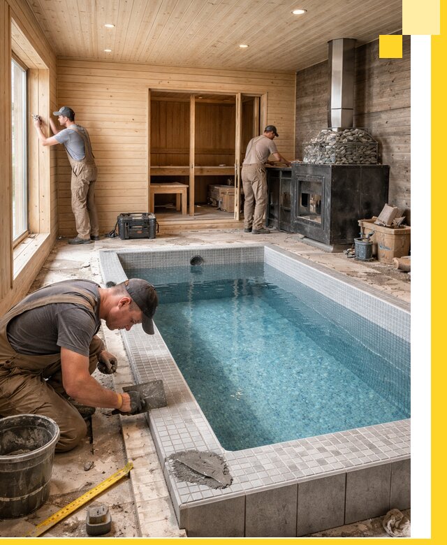 Проект бани с бассейном и сауной в Абакане под ключ