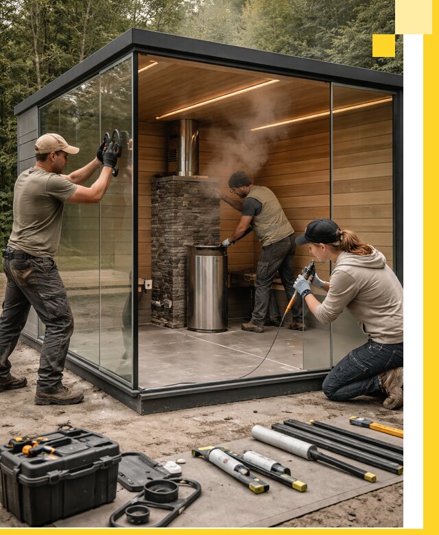 Проектирование и строительство стеклянных бань в Абакане