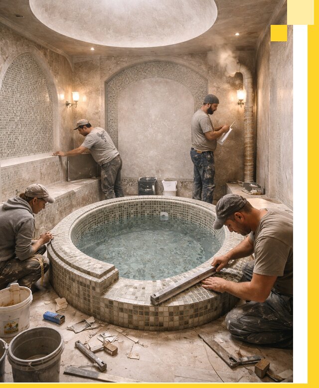 Профессиональное строительство хамама с бассейном в Абакане под ключ