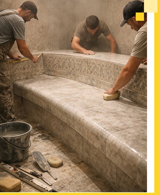 Изготовление и установка сидений для хамама в Абакане